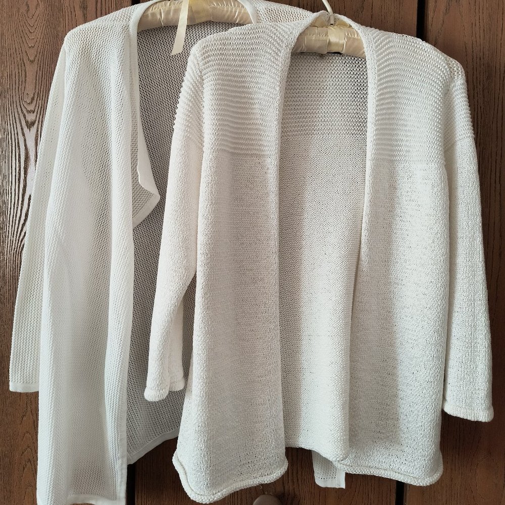 (2-Sweaters) Kasper Ivory - One Large, One Large Petite